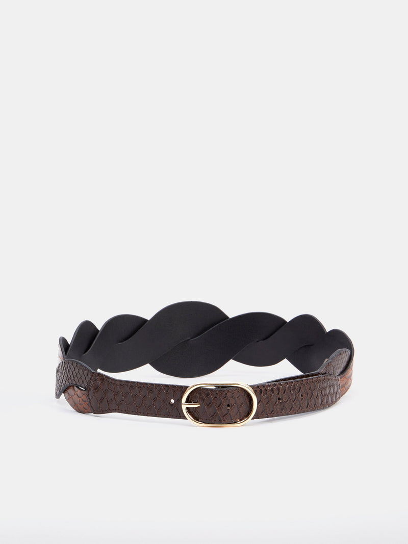 french connection Snake Twist Belt Brown