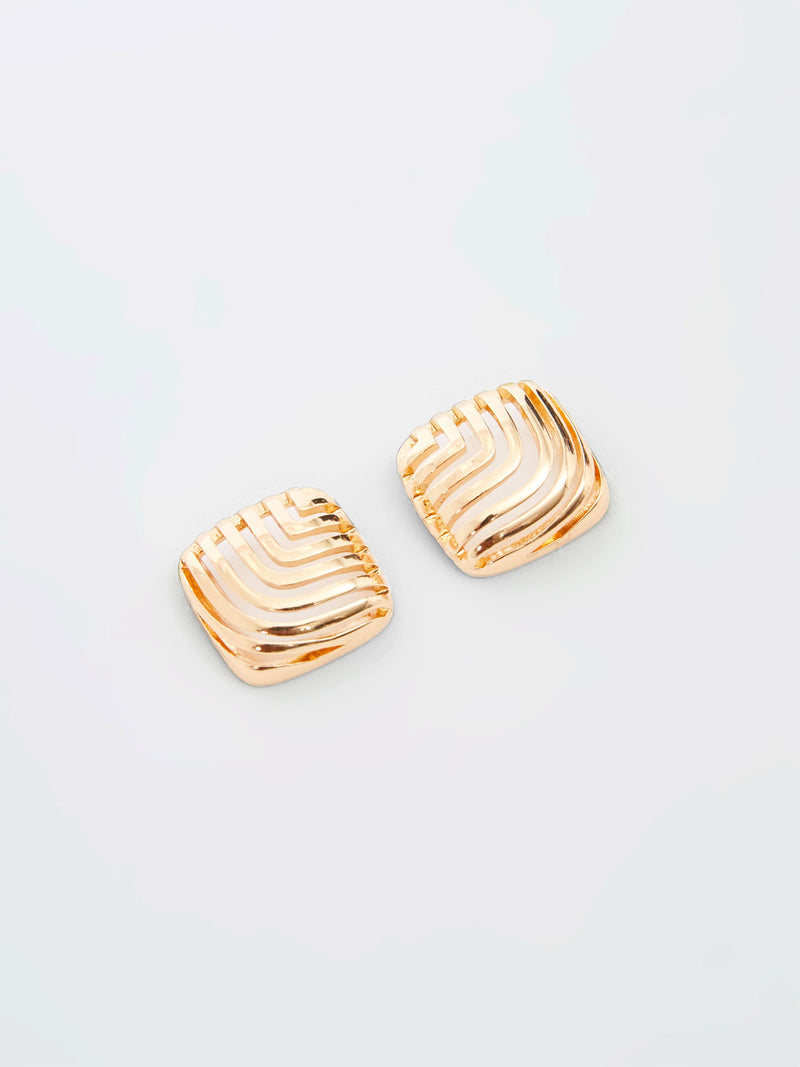 French Connection Square Design Stud Earrings Gold