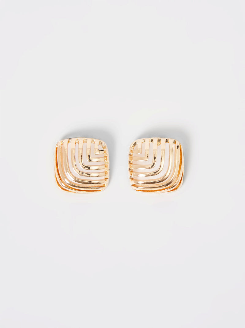 french connection Square Design Stud Earrings Gold