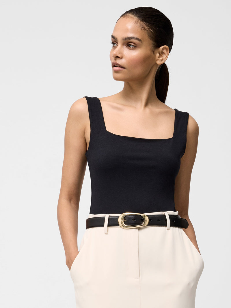 French Connection Square Neck Bodysuit Black