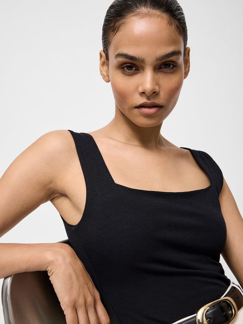 french connection Square Neck Bodysuit Black