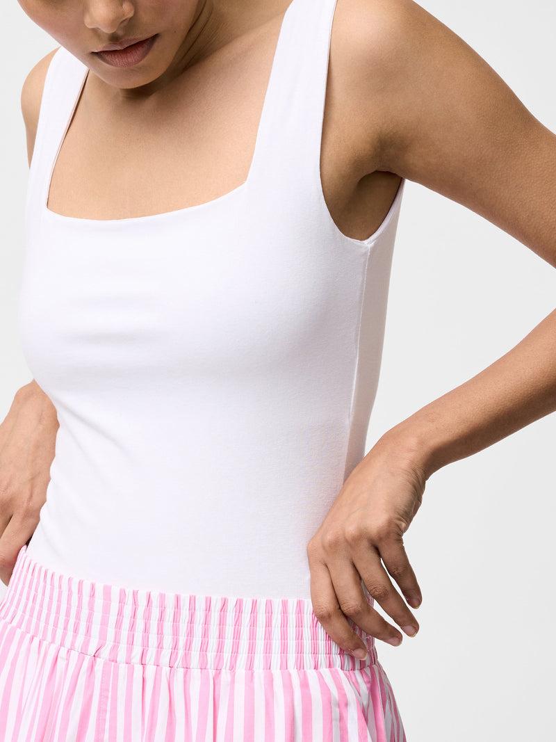 French Connection Square Neck Bodysuit Linen White