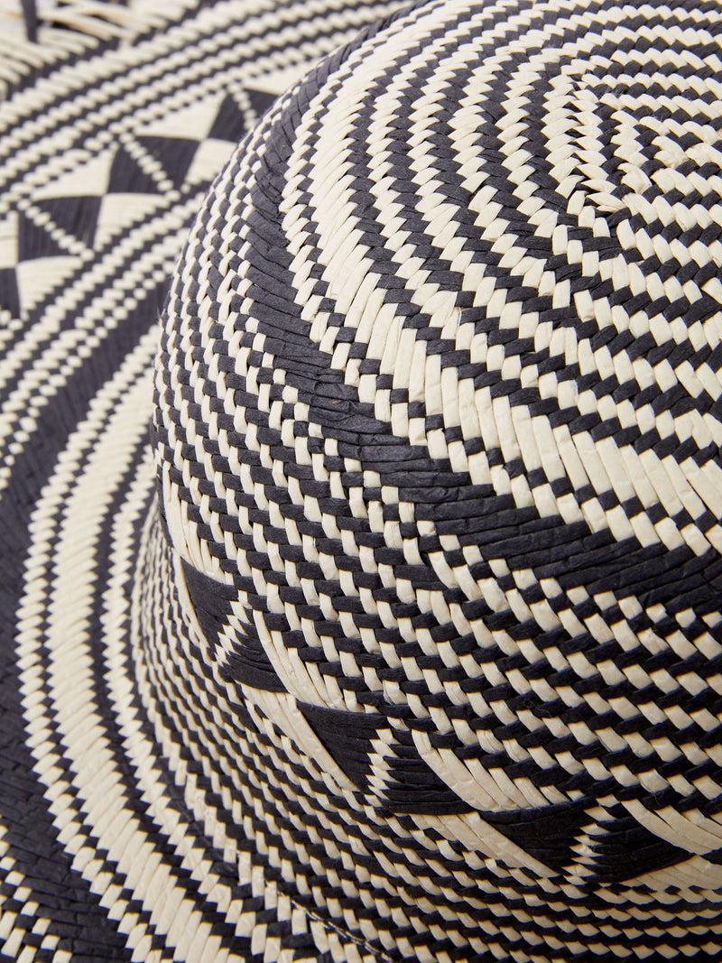 French Connection Straw Beach Hat Black/Cream