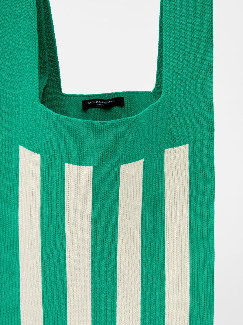 French Connection Stripe Knitted Bag Green Stripe