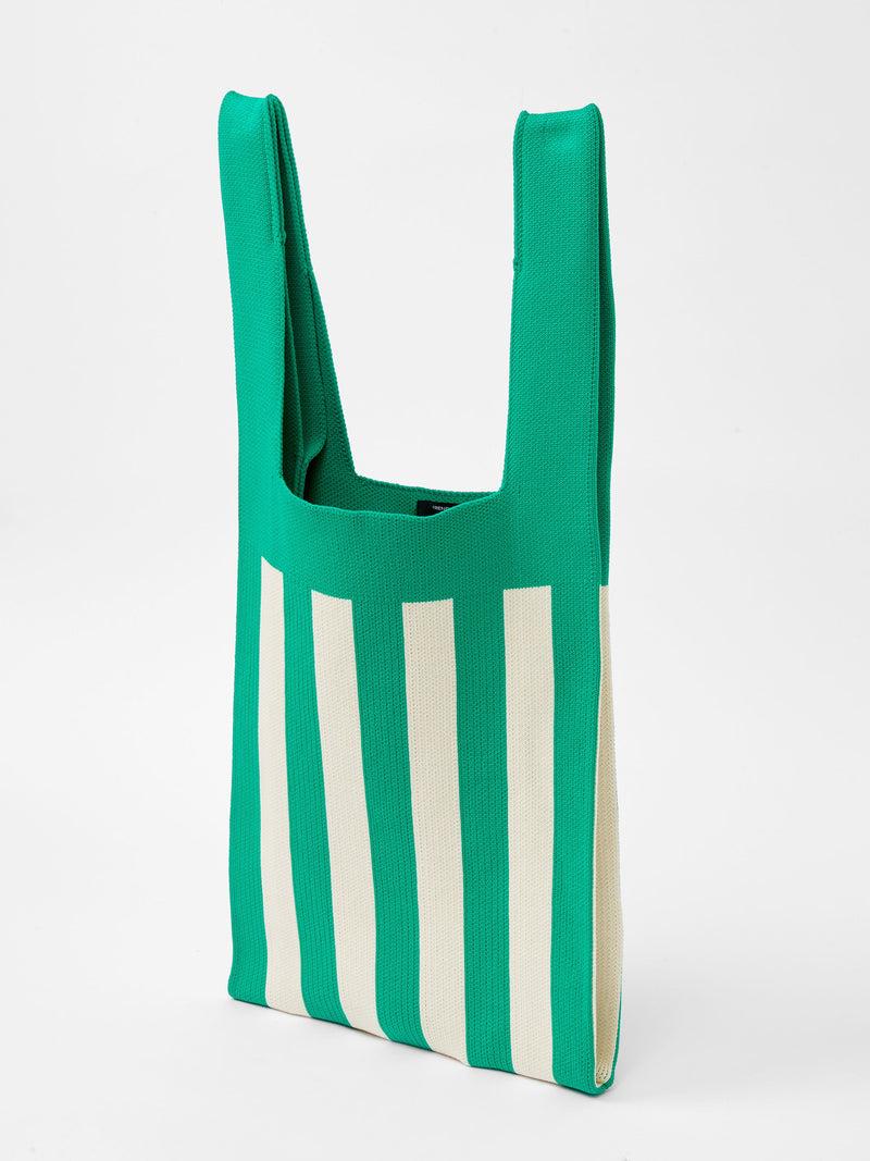 French Connection Stripe Knitted Bag Green Stripe