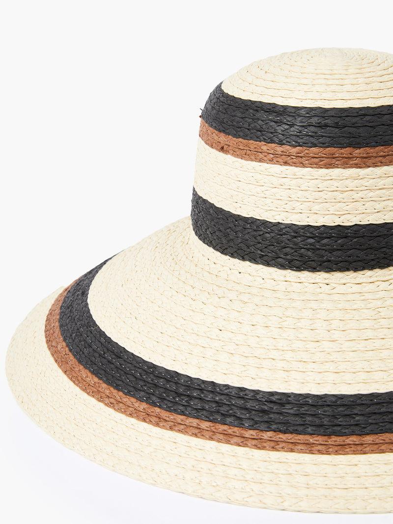 French Connection Striped Sun Hat Natural Multi
