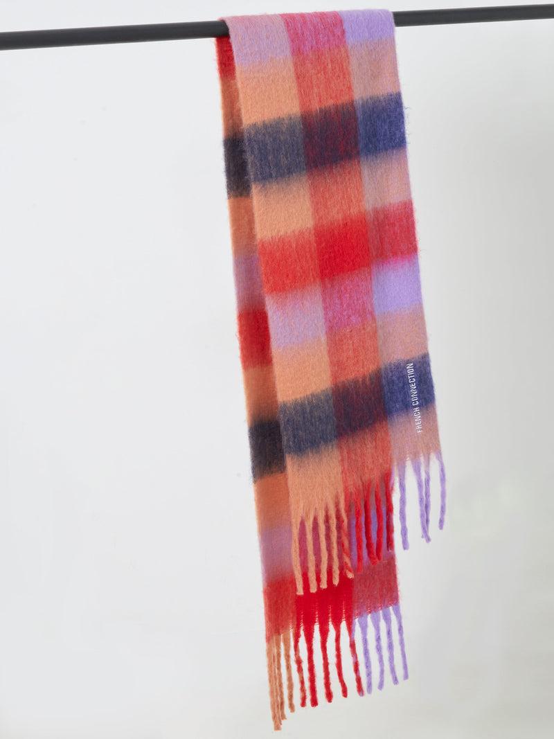 French Connection Super Soft Check Scarf Multi Red
