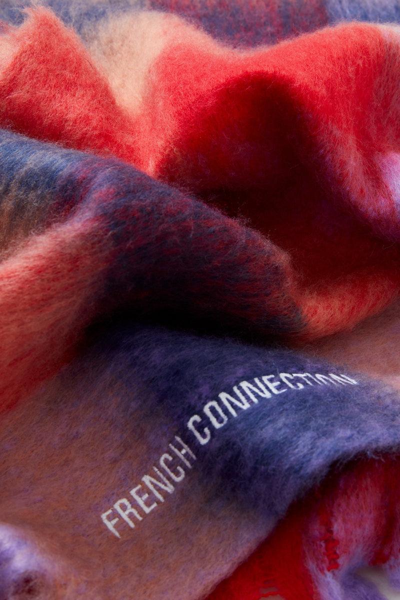 French Connection Super Soft Check Scarf Multi Red