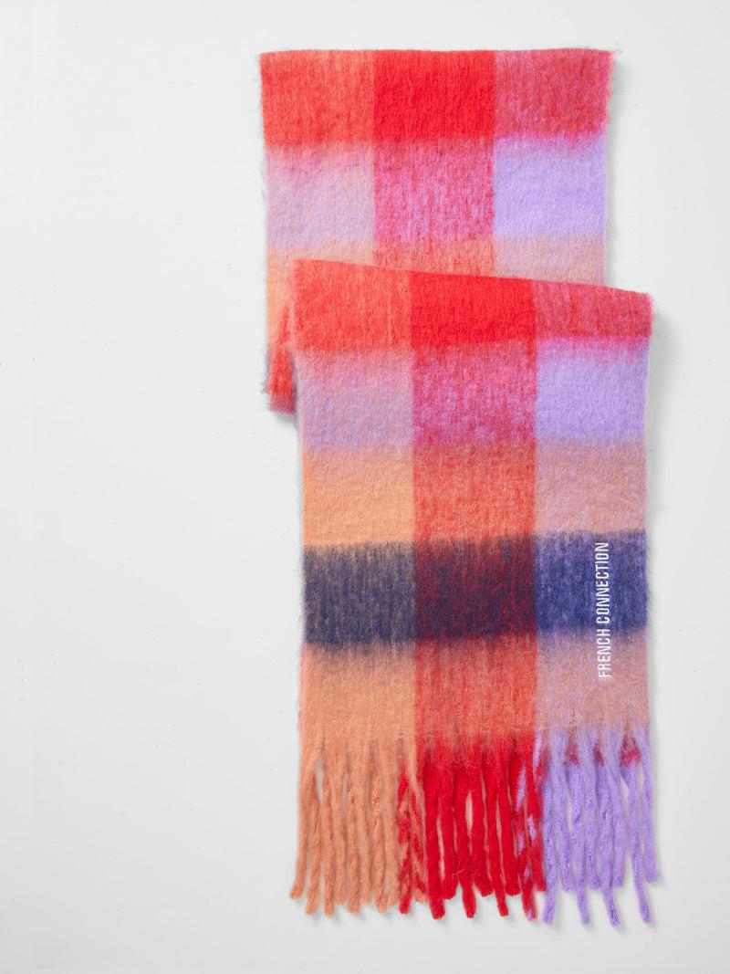 french connection Super Soft Check Scarf Multi Red