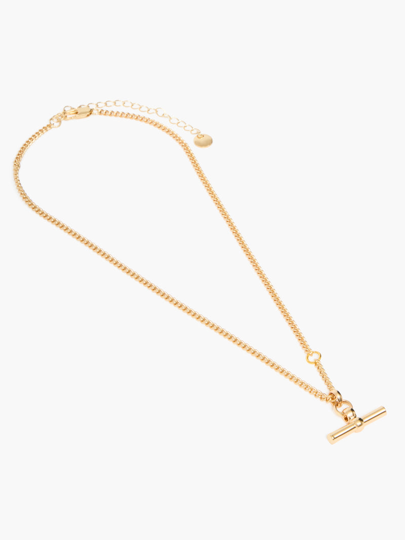 French Connection T-Bar Necklace Gold