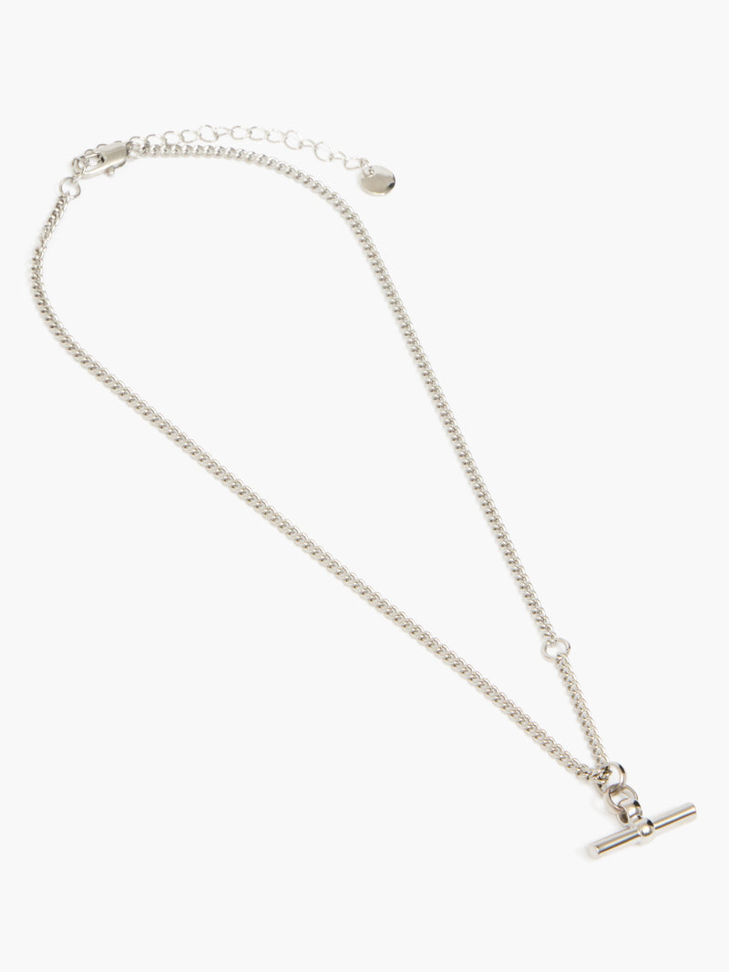 French Connection T-Bar Necklace Silver