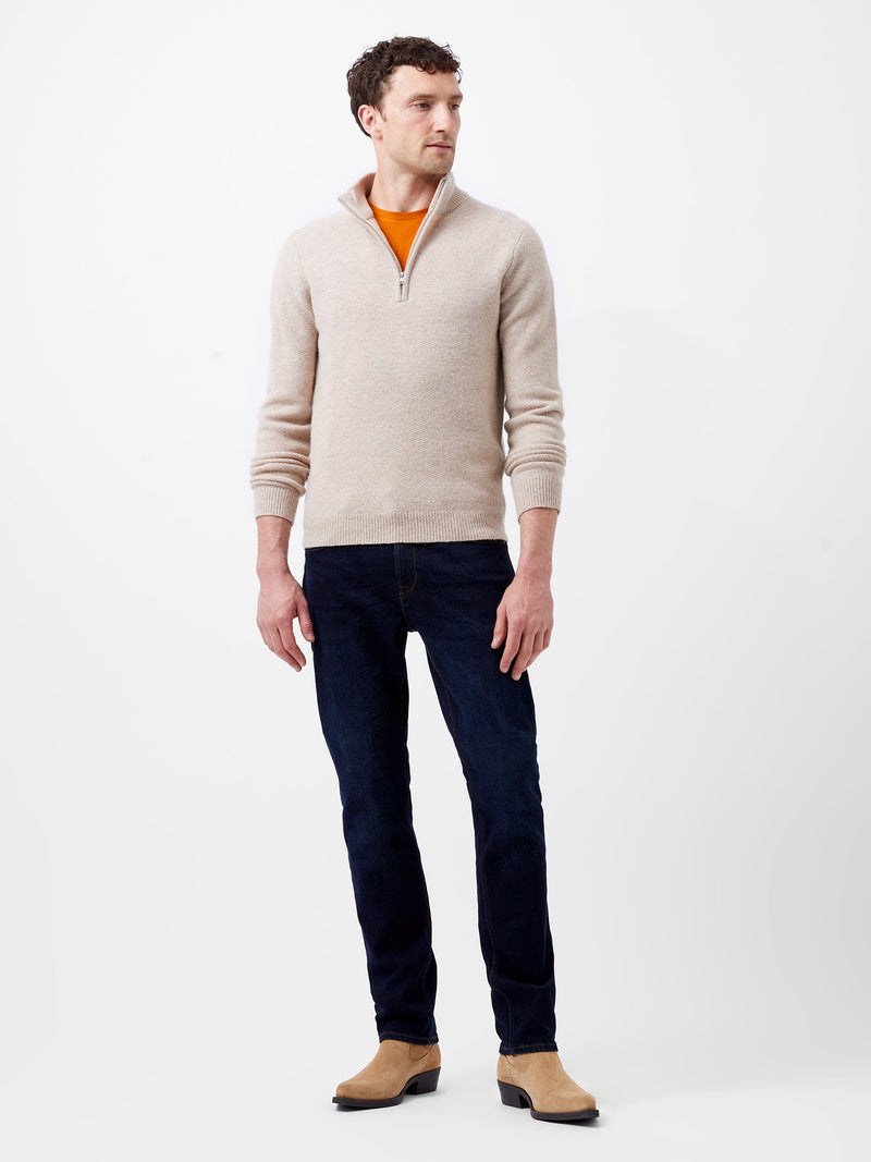 French Connection Textured Half Zip Jumper Sand