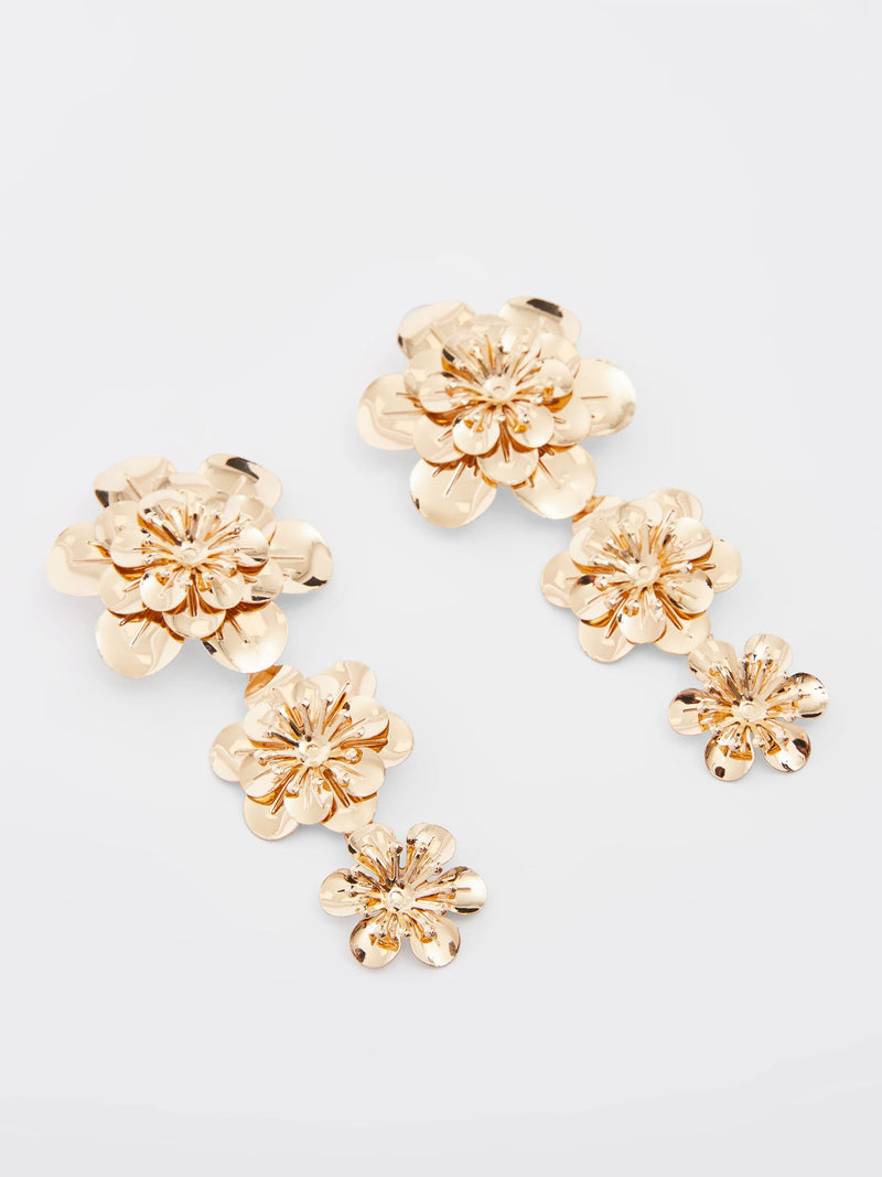 French Connection Triple Flower Drop Earrings Gold