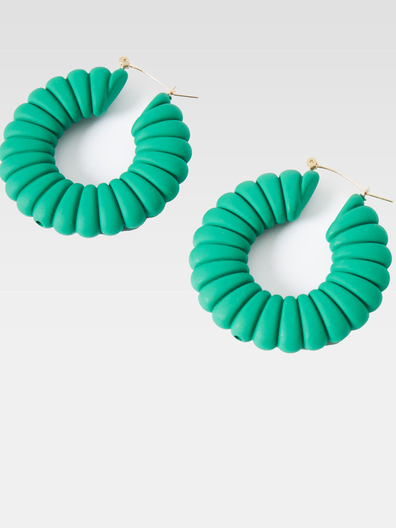French Connection Volume Hoop Earrings Green