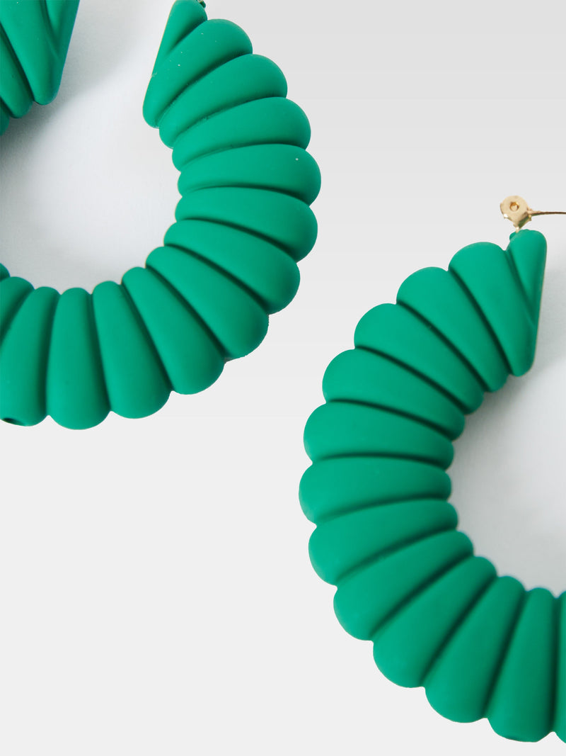 French Connection Volume Hoop Earrings Green