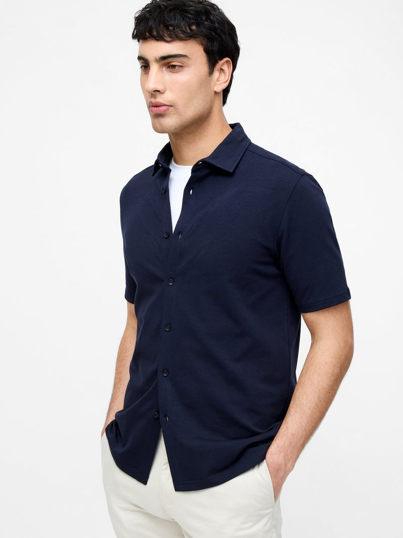 French Connection French Terry Short Sleeve Shirt Navy