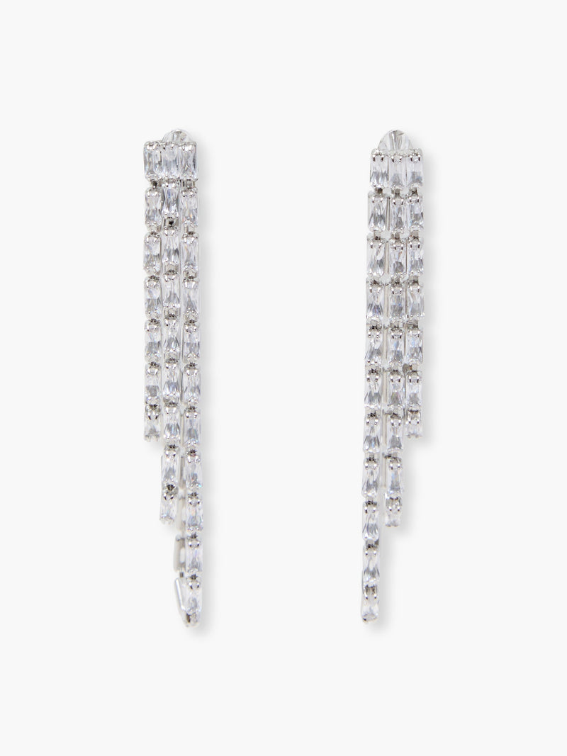 french connection Fringe Swing Crystal Earrings Silver
