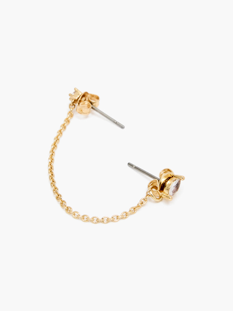 French Connection Front Back Chain Crystal Earrings Gold