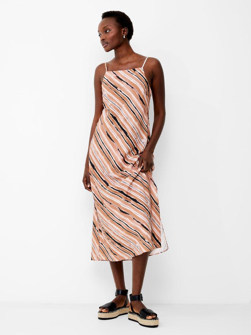 French Connection Gaia Flavia Textured Dress Mocha Mousse