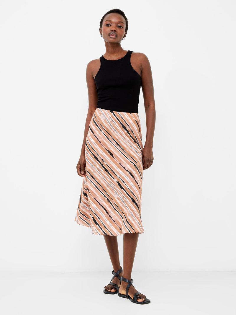 french connection Gaia Flavia Textured Skirt Mocha Mousse