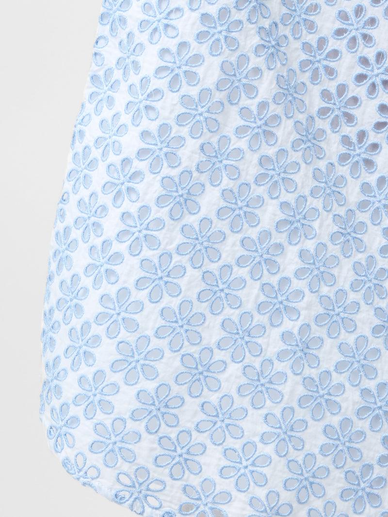 French Connection Galina Cotton Embroidered Shirt Sky Blue