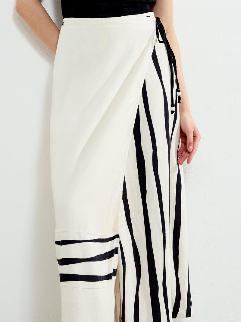 French Connection Genevieve Ariette Linen Skirt White/Black