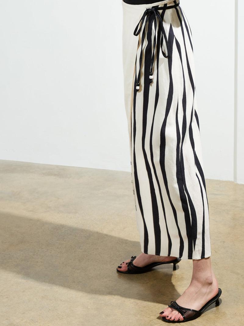 French Connection Genevieve Ariette Linen Skirt White/Black