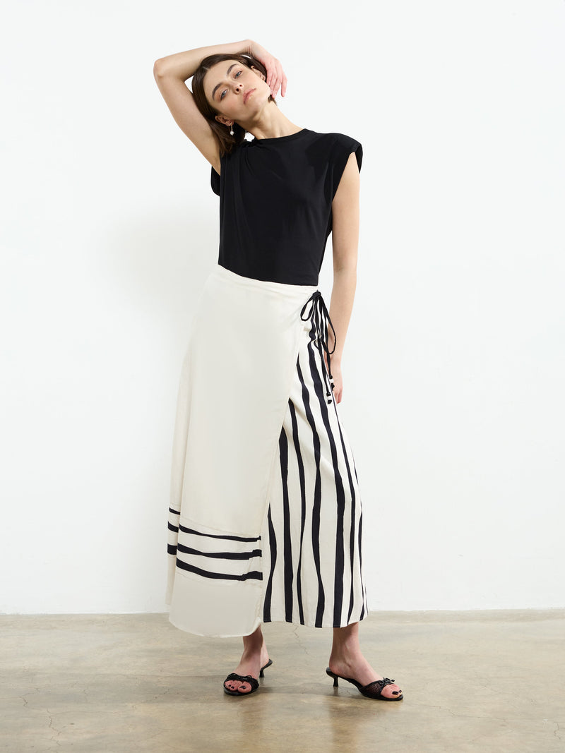 french connection Genevieve Ariette Linen Skirt White/Black