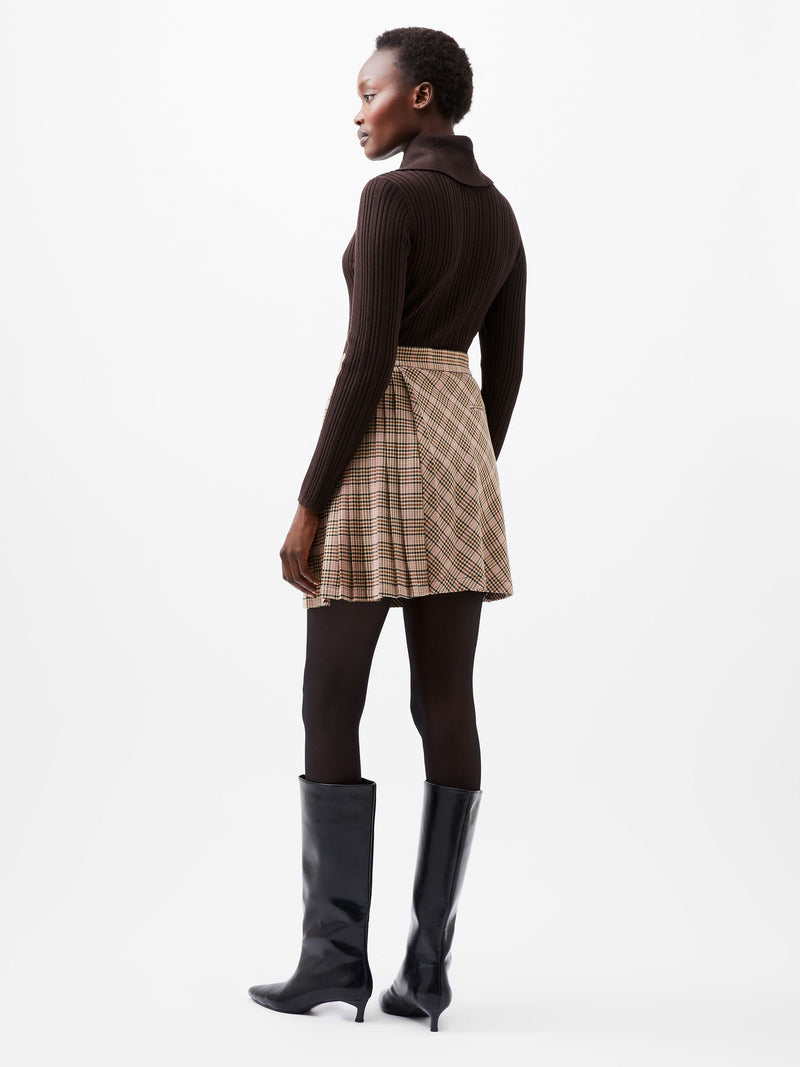 French Connection Gina Check Pleated Mini Skirt Pink Check