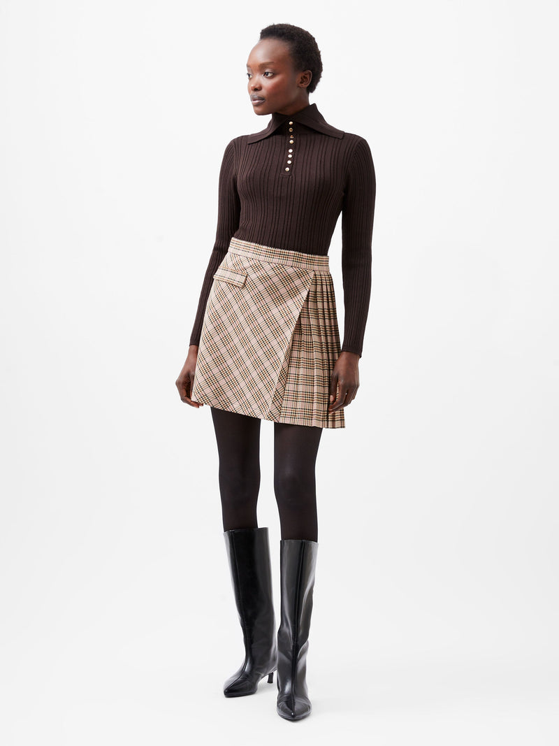 french connection Gina Check Pleated Mini Skirt Pink Check