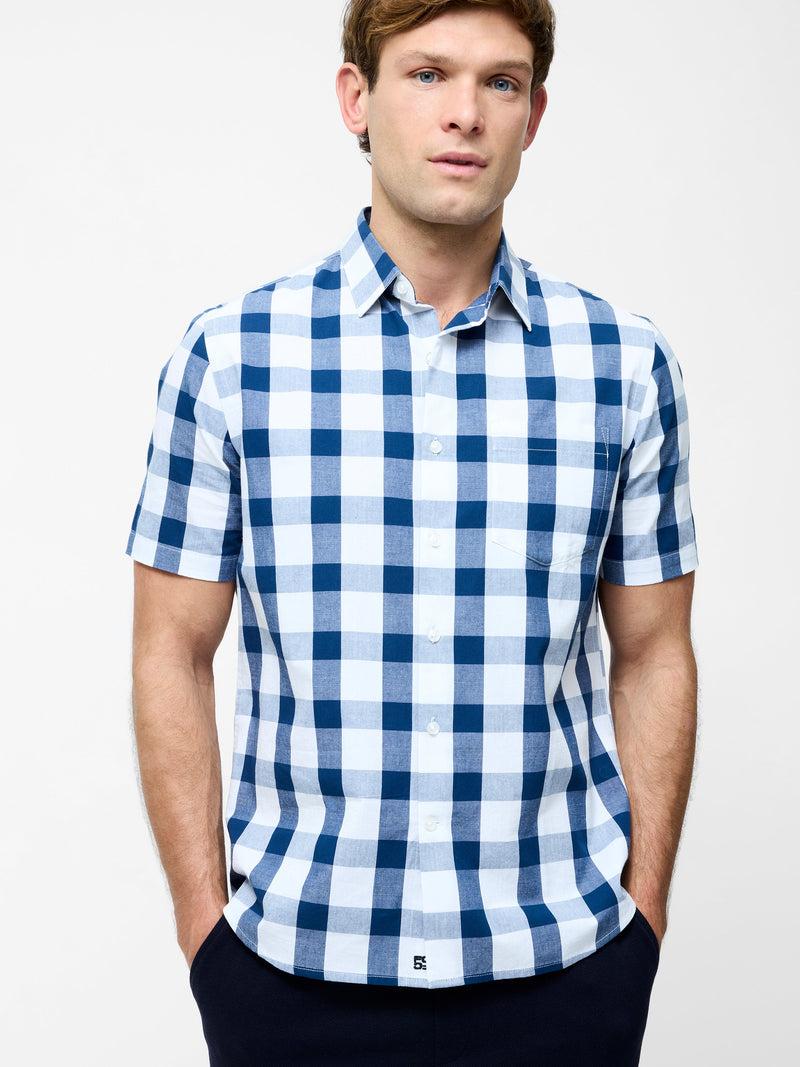 french connection Gingham Short Sleeve Shirt Blue/White