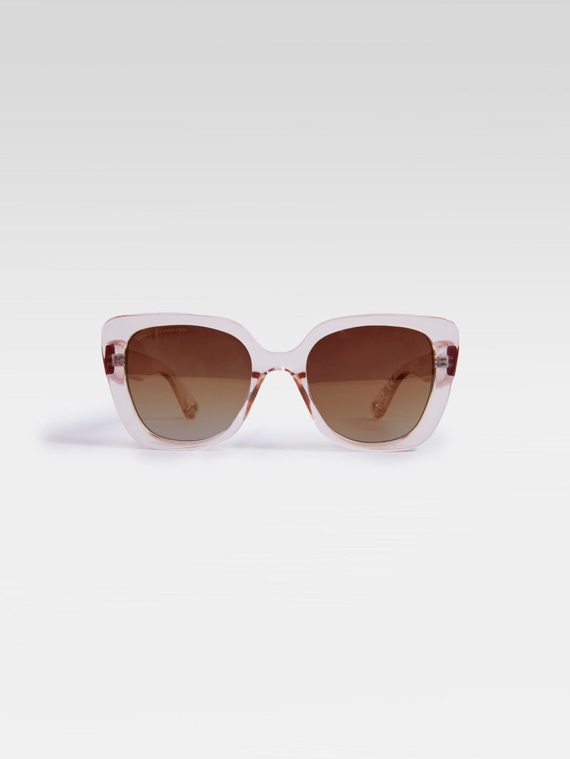 French Connection Glam Clear Cat Eye Sunglasses Crystal Peach