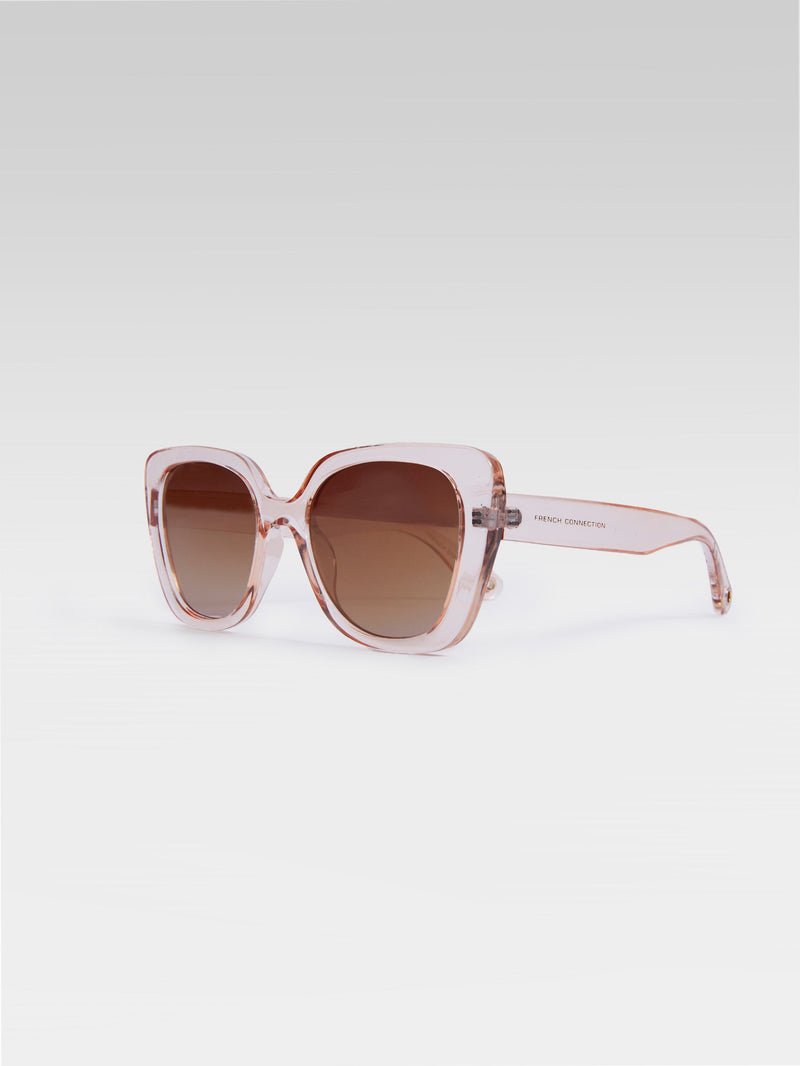 French Connection Glam Clear Cat Eye Sunglasses Crystal Peach