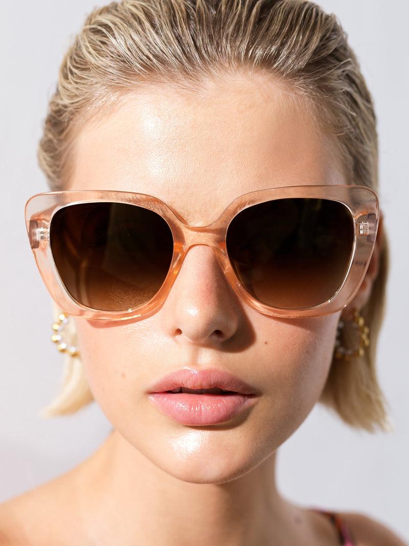 french connection Glam Clear Cat Eye Sunglasses Crystal Peach