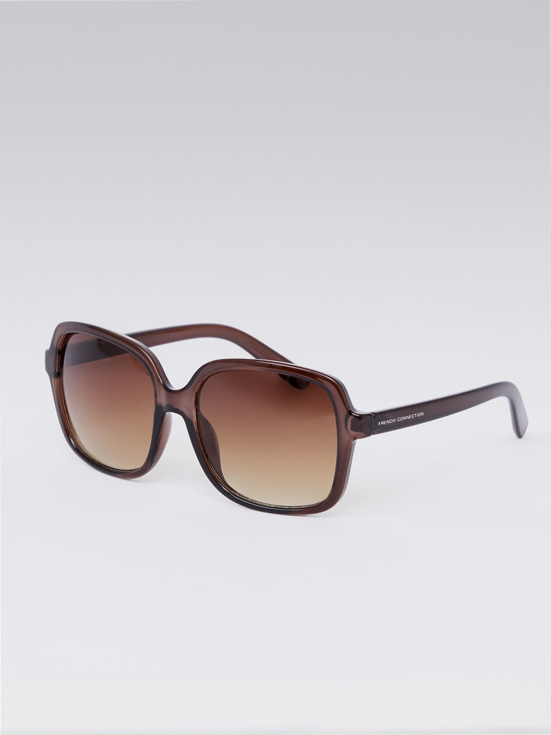 French Connection Glam Oversized Sunglasses Crystal Brown