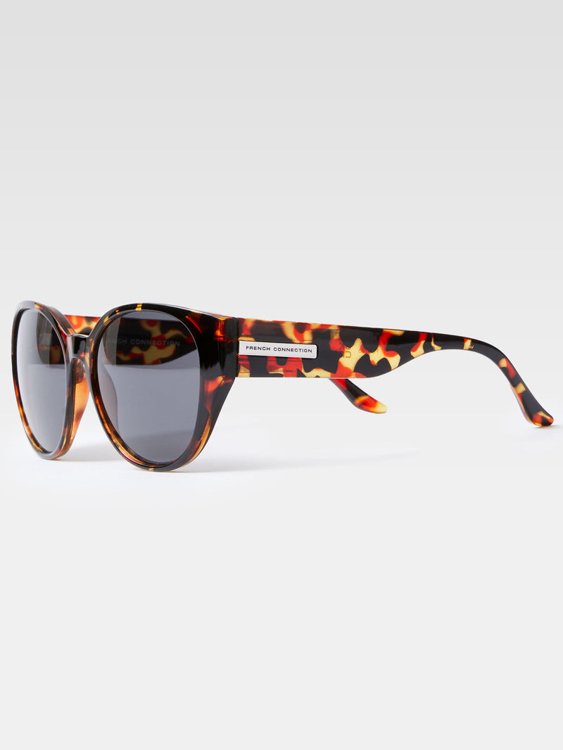 French Connection Glam Tortoise Cat Eye Sunglasses Multi Tort
