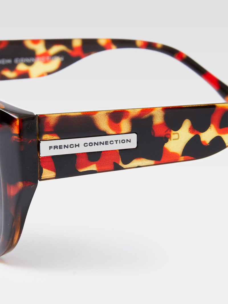 French Connection Glam Tortoise Cat Eye Sunglasses Multi Tort