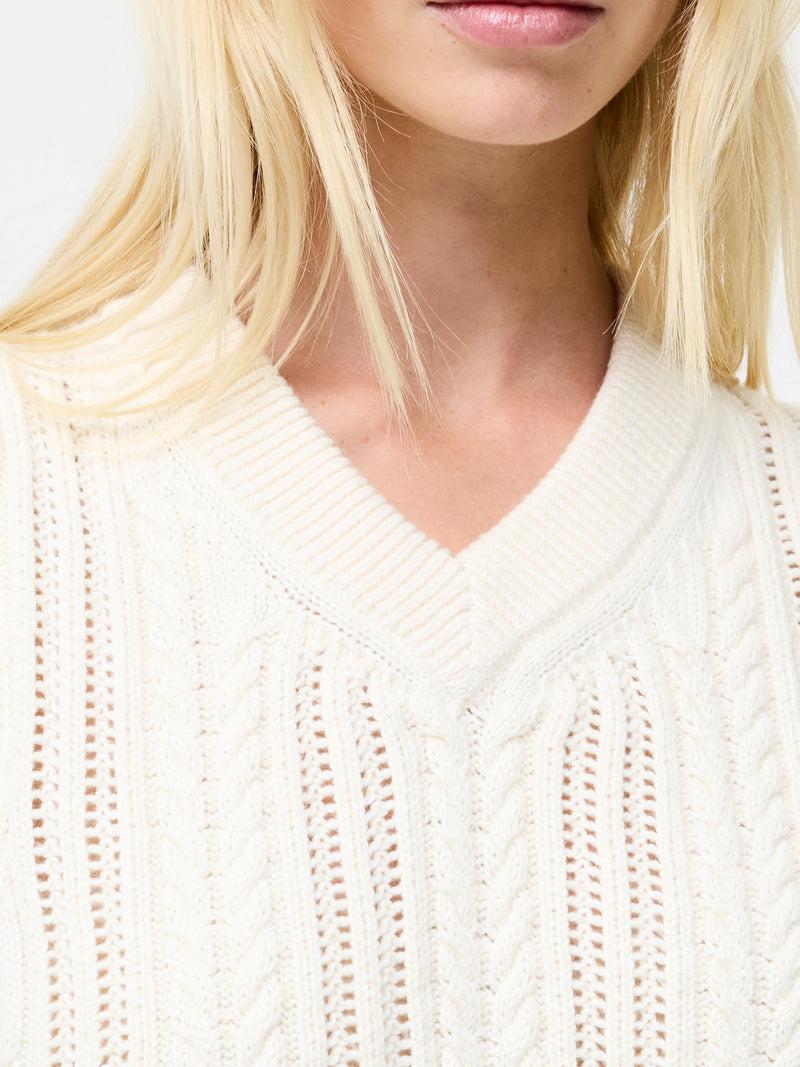 French Connection Glinda Cable Knit Vest Porcelain Cream