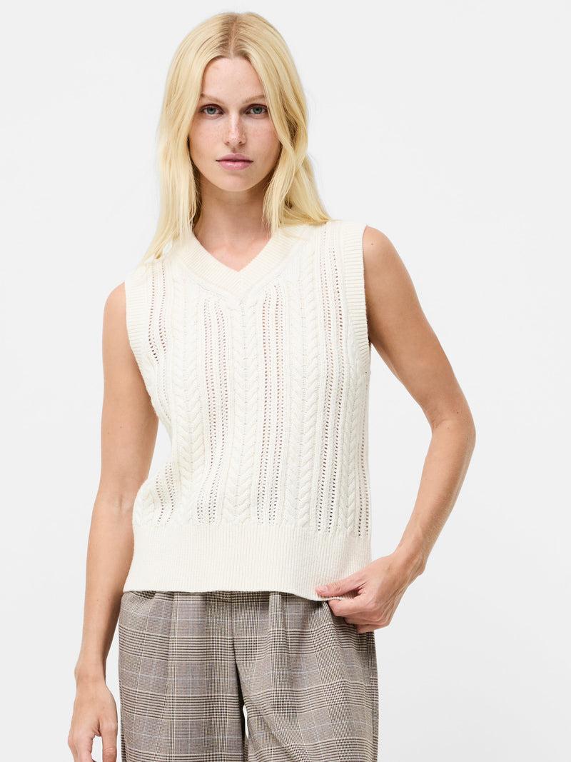 french connection Glinda Cable Knit Vest Porcelain Cream