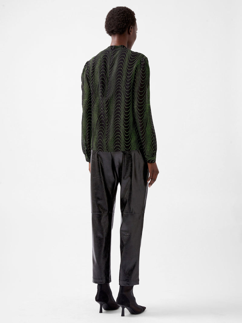 French Connection Grace Alohi Keyhole Blouse Blackout/Vivid Green