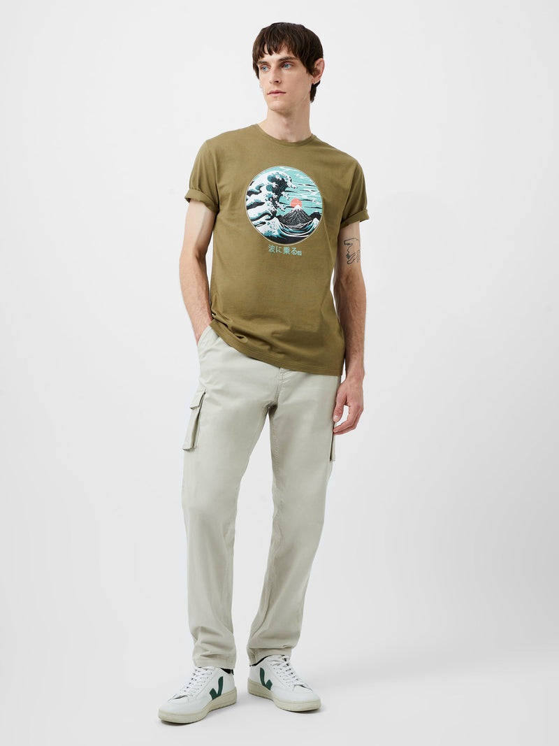 French Connection Great Wave Organic Graphic T-Shirt Light Green