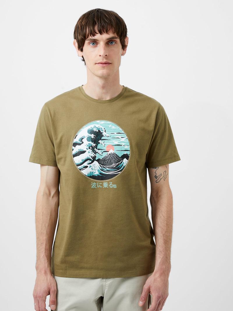 french connection Great Wave Organic Graphic T-Shirt Light Green