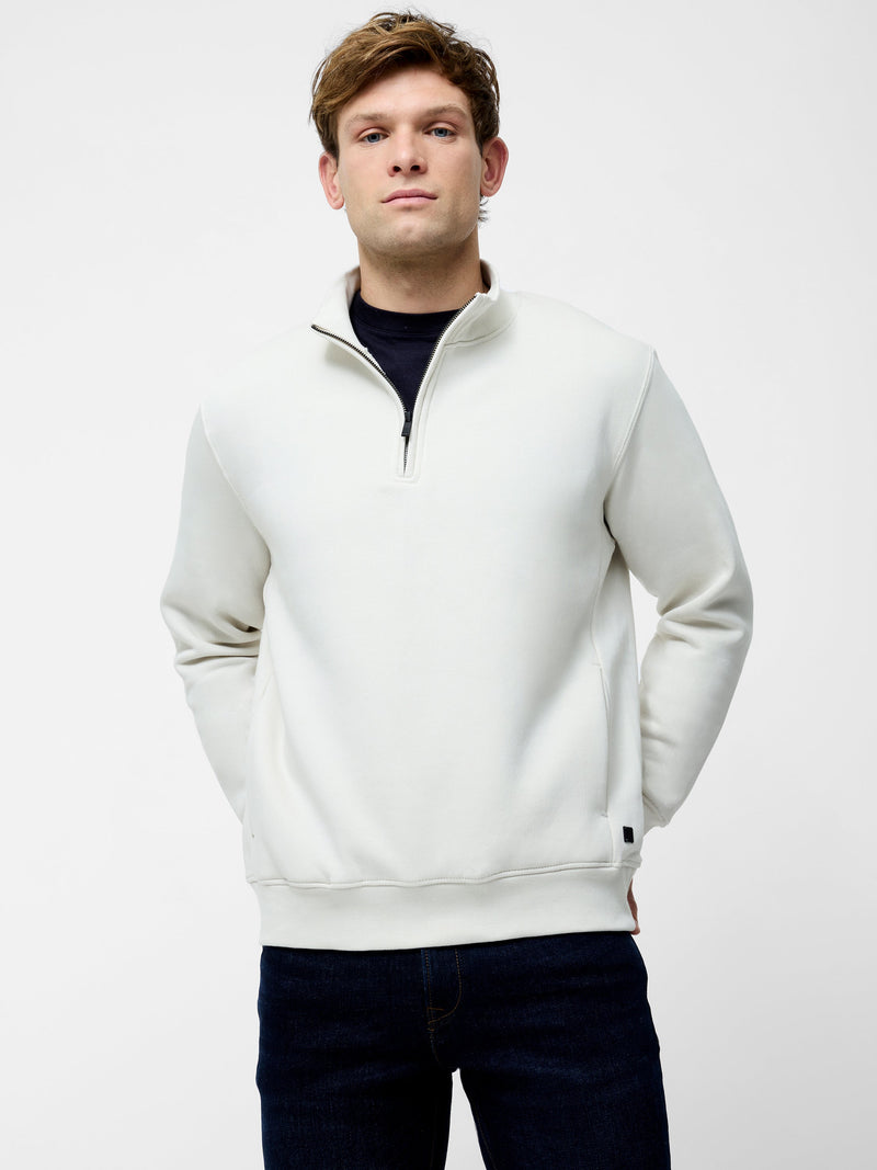 French Connection Half Zip Funnel Neck Sweatshirt Ecru