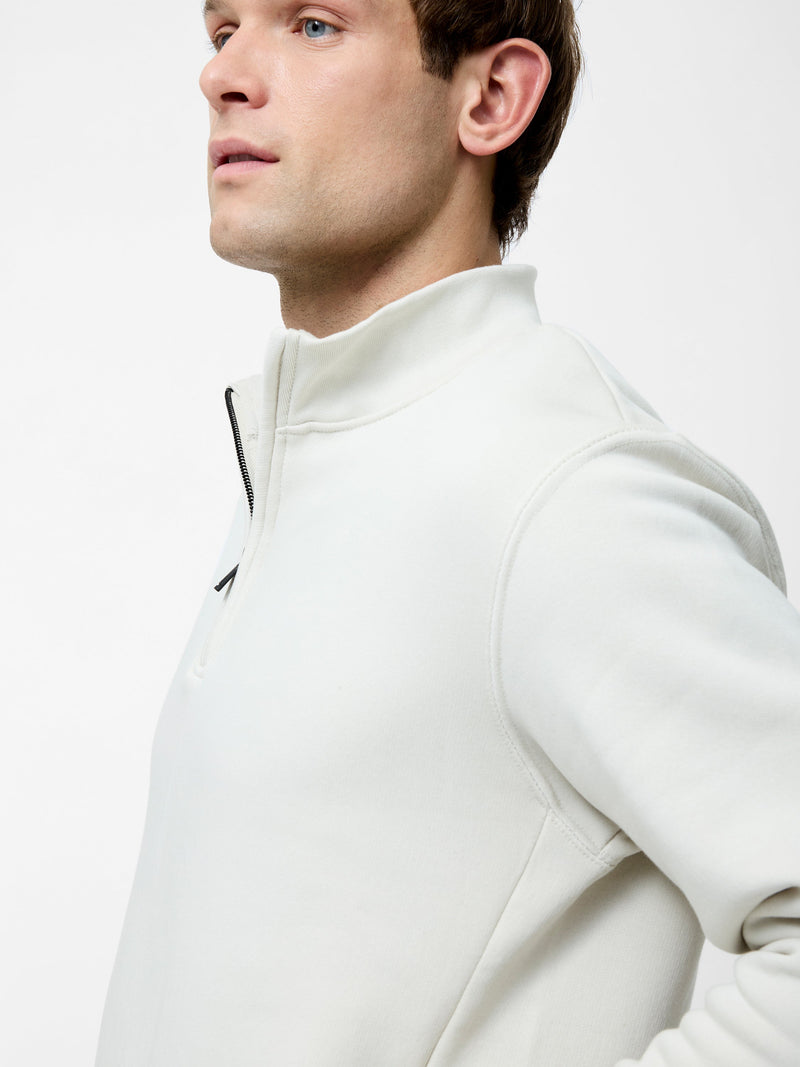 French Connection Half Zip Funnel Neck Sweatshirt Ecru