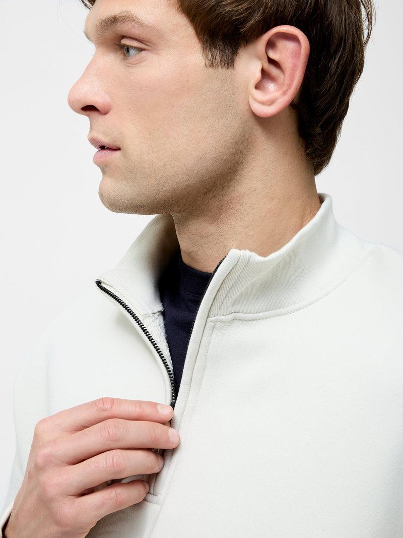 french connection Half Zip Funnel Neck Sweatshirt Ecru