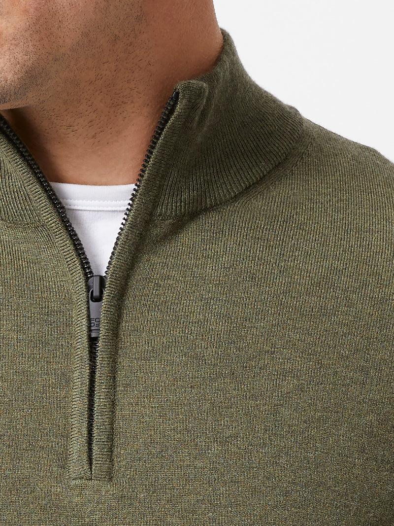 French Connection Half Zip Knitted Jumper Olive Green