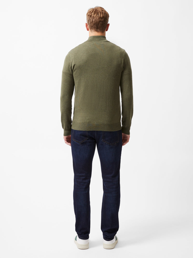 French Connection Half Zip Knitted Jumper Olive Green