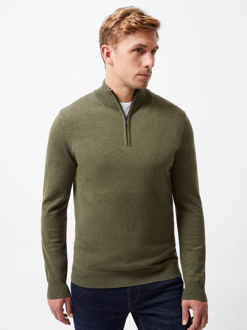 french connection Half Zip Knitted Jumper Olive Green