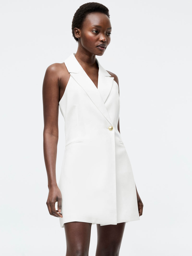 French Connection Halterneck Blazer Mini Dress Summer White