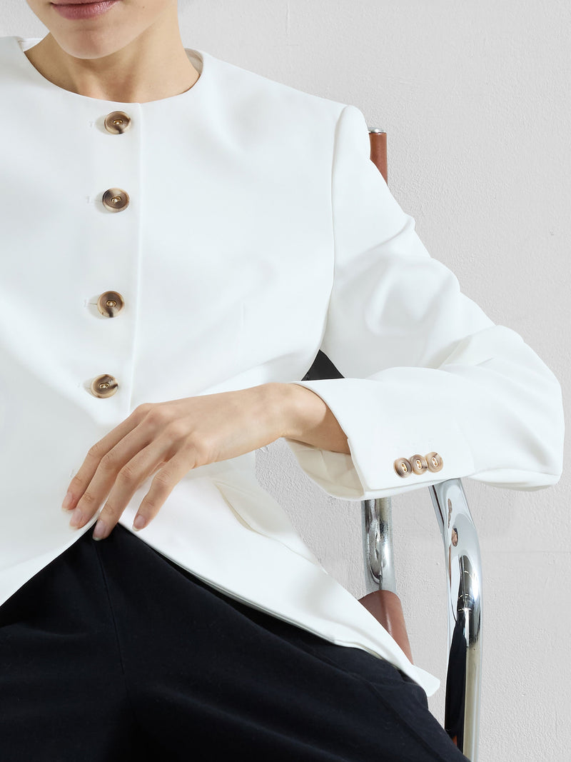 French Connection Harrie Collarless Blazer Summer White